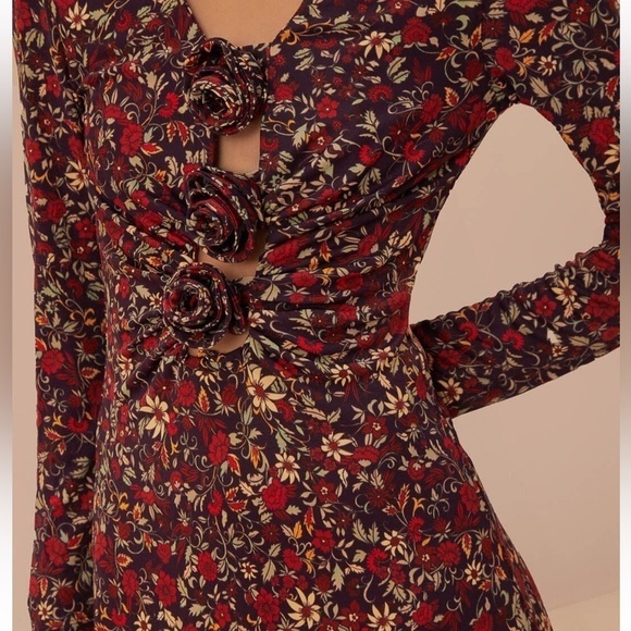 #17 NWT FARM Rio Purple Chelsea Garden Flowers Knot Maxi Dress - Picture 2 of 6